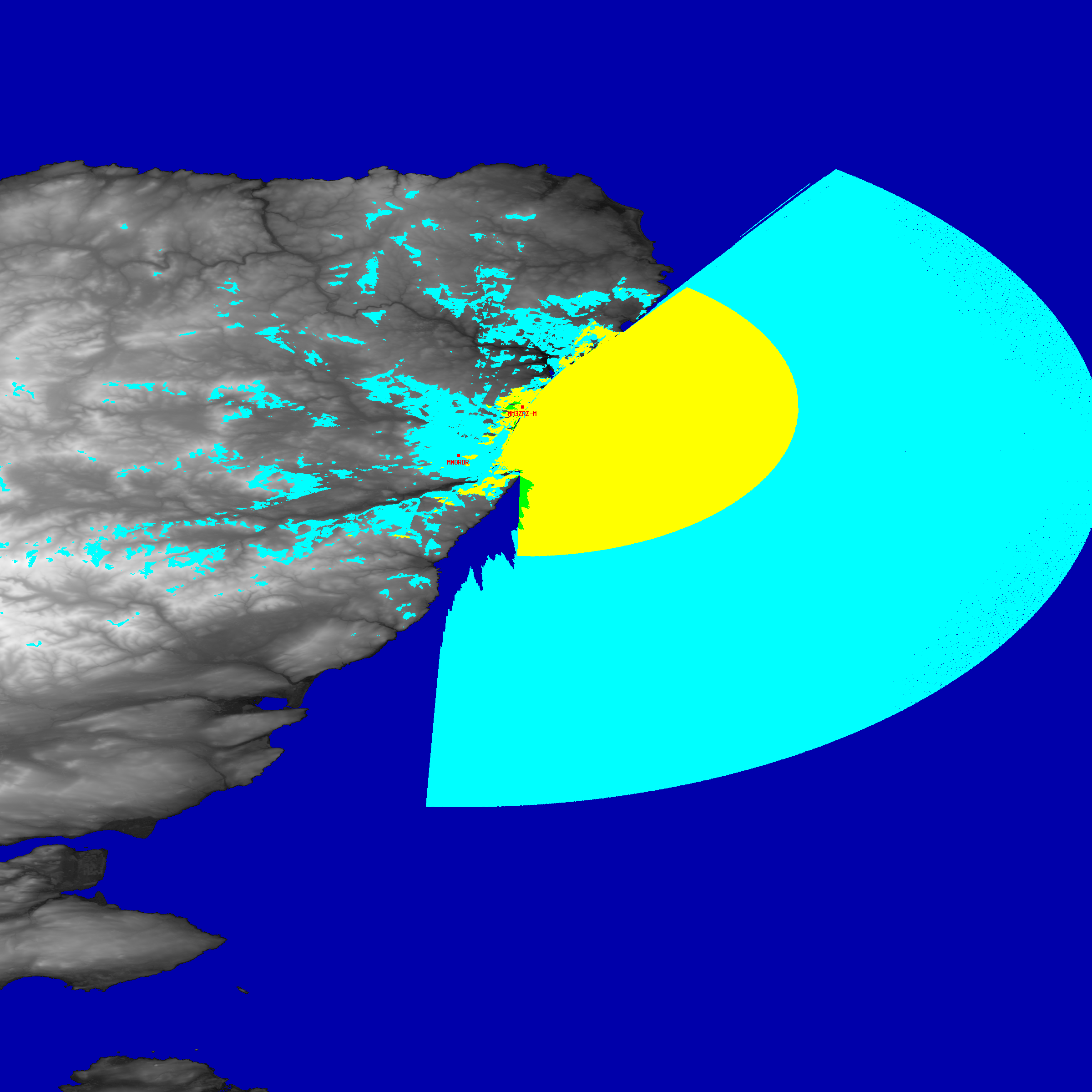 a coverage study, in cyan, green and yellow